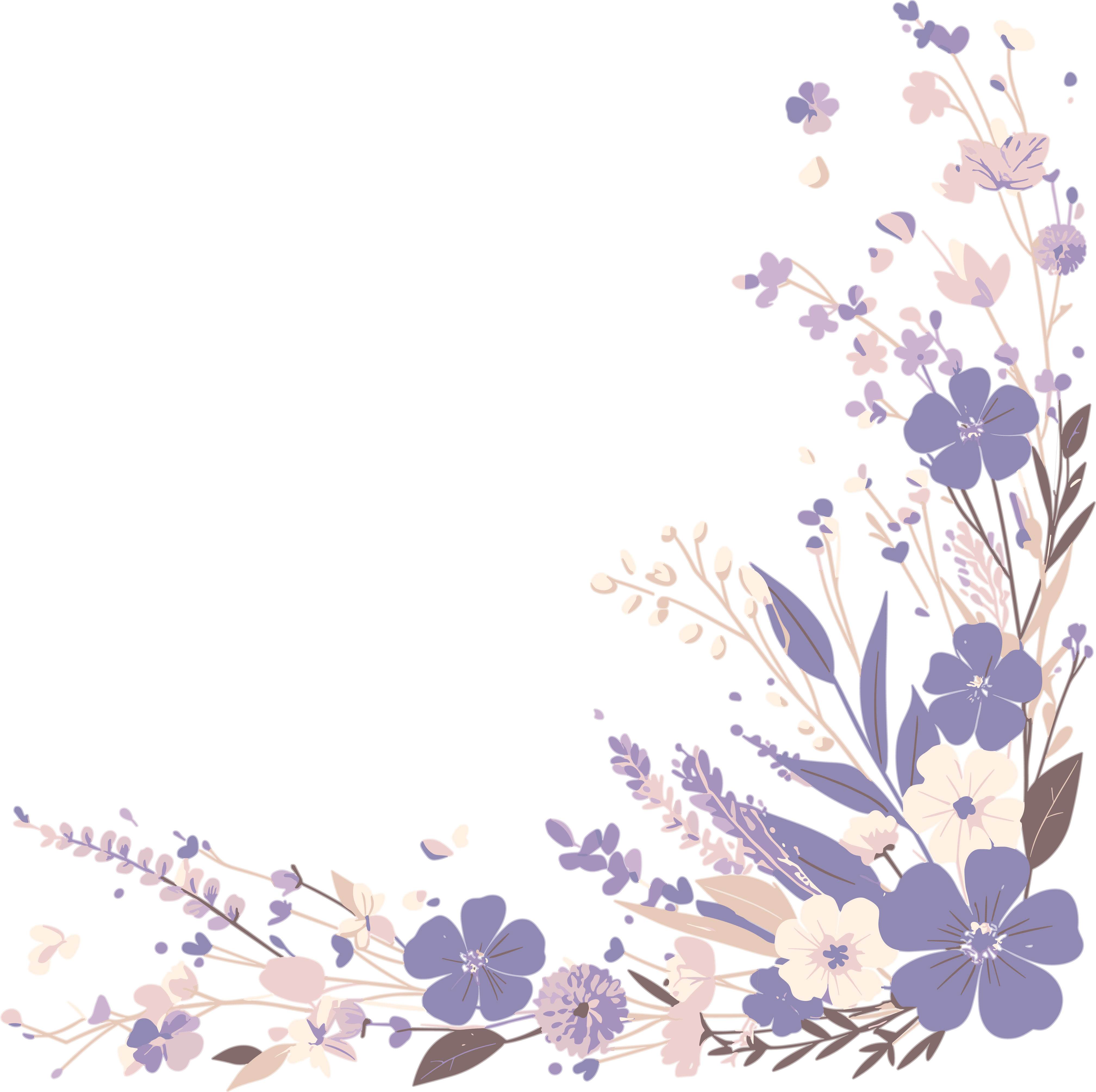 鲜花边框浅紫色插画