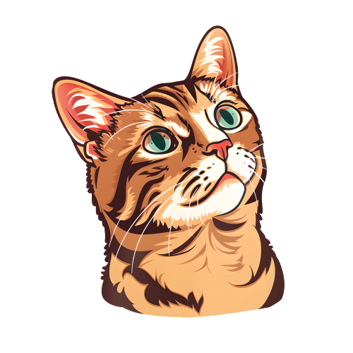 复古贴纸装饰猫咪素材