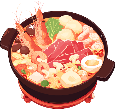 卡通火锅烹饪元素