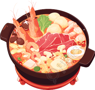卡通火锅烹饪元素