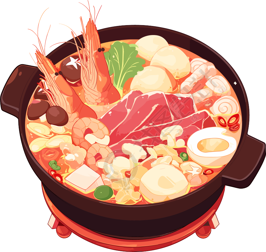 卡通火锅烹饪元素