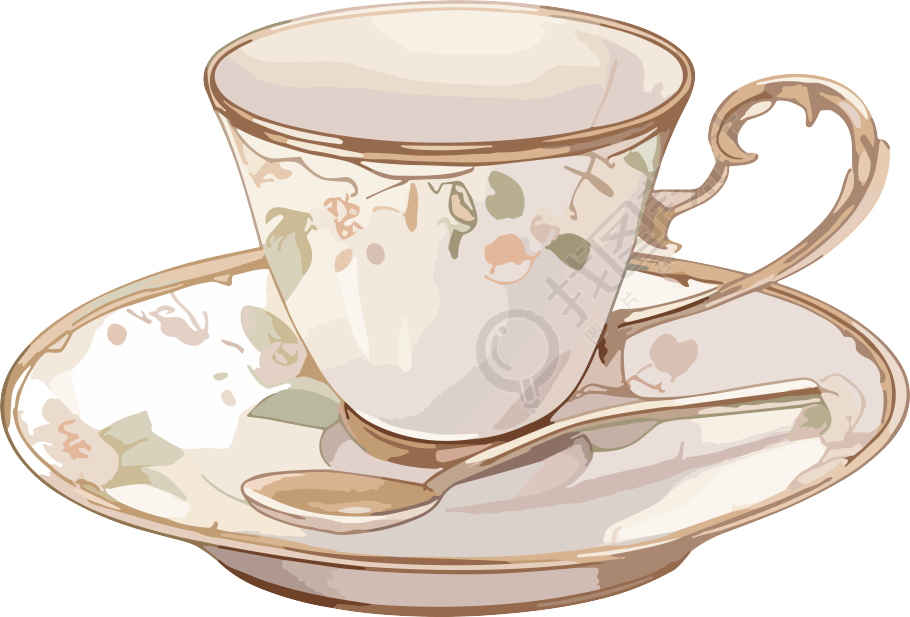 茶杯贴纸手账素材