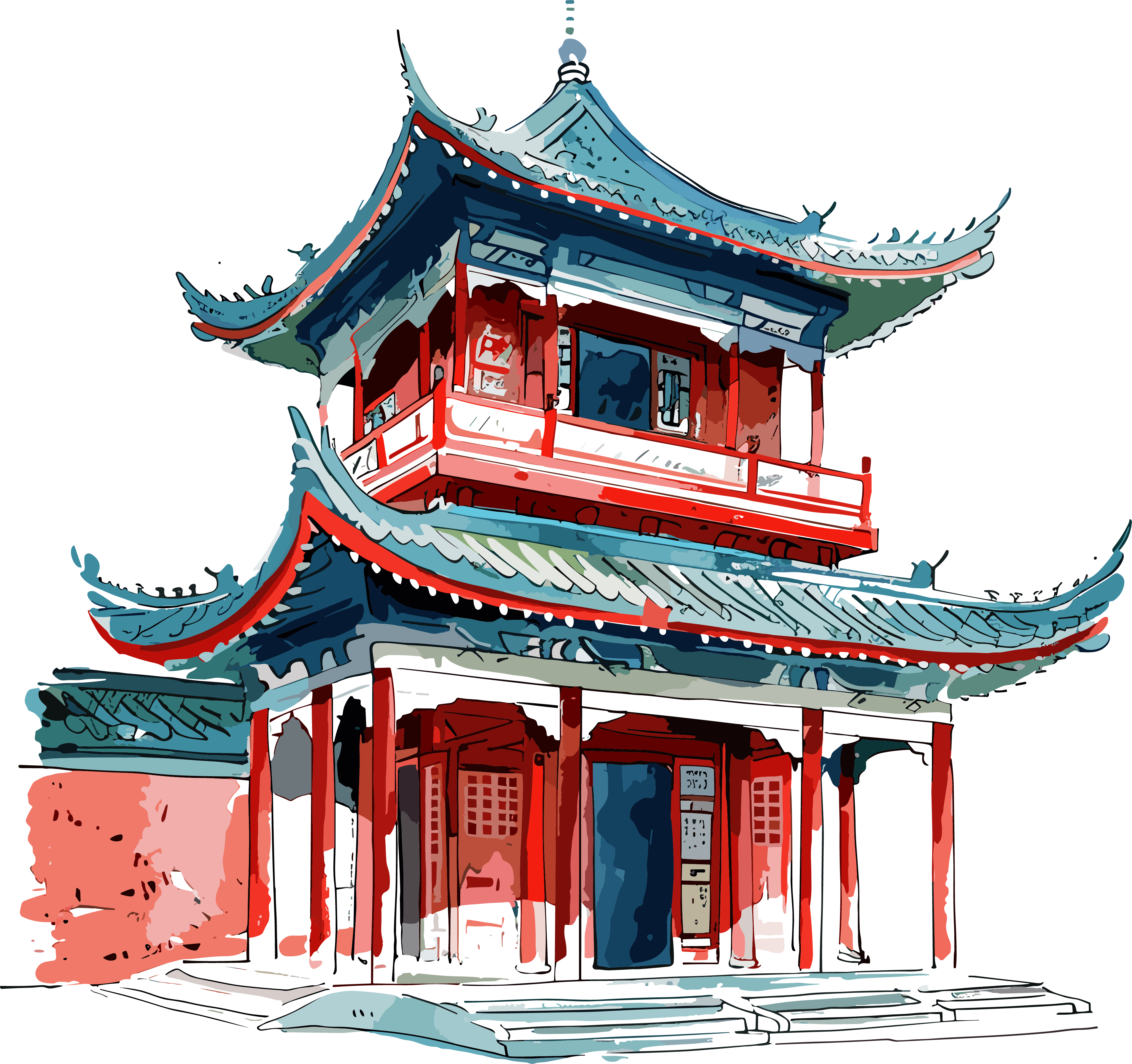 国风建筑PNG插图