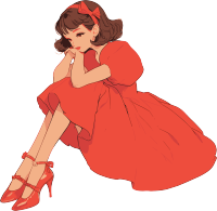 复古连衣裙女孩手账插图