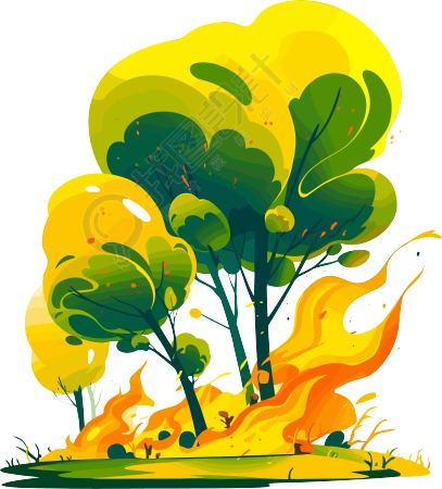 森林火灾简约插图