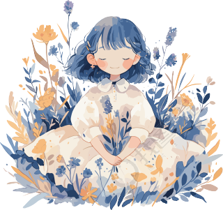 手账素材美丽女孩商用插画