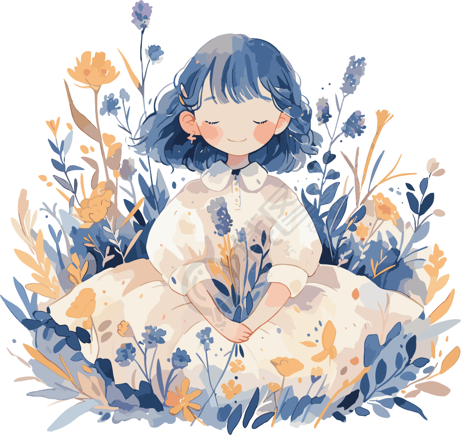 手账素材美丽女孩商用插画