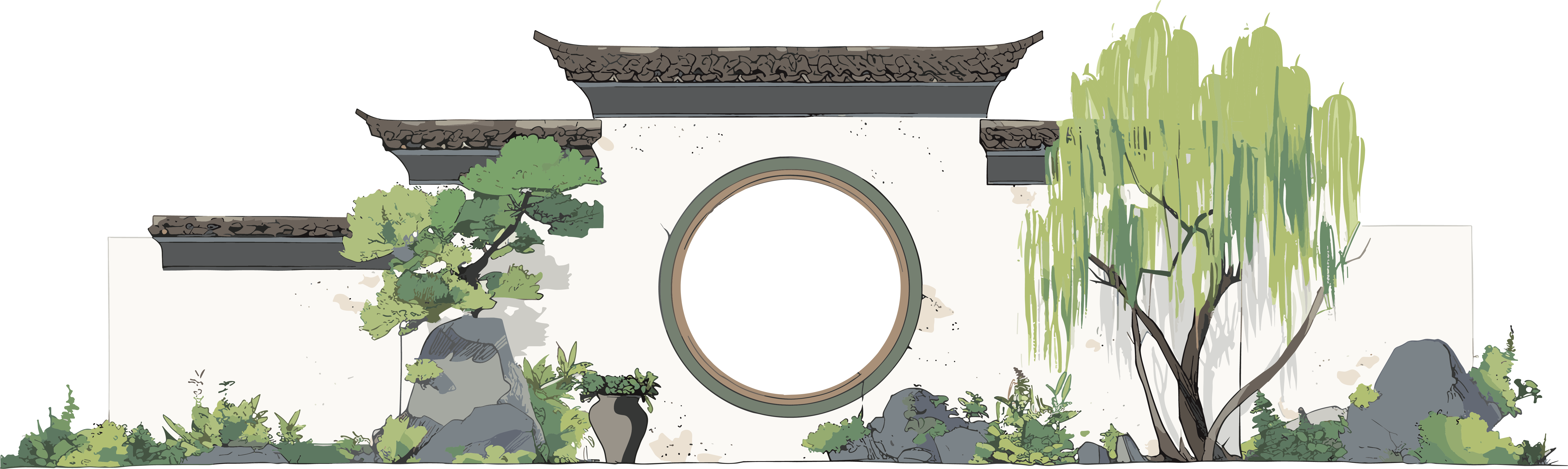 国风建筑插图设计素材