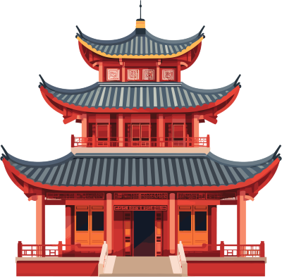 国风建筑商业创意插画
