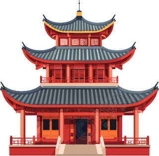 国风建筑商业创意插画