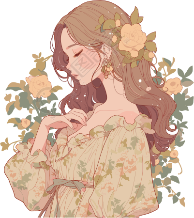 复古风美女手账贴纸元素