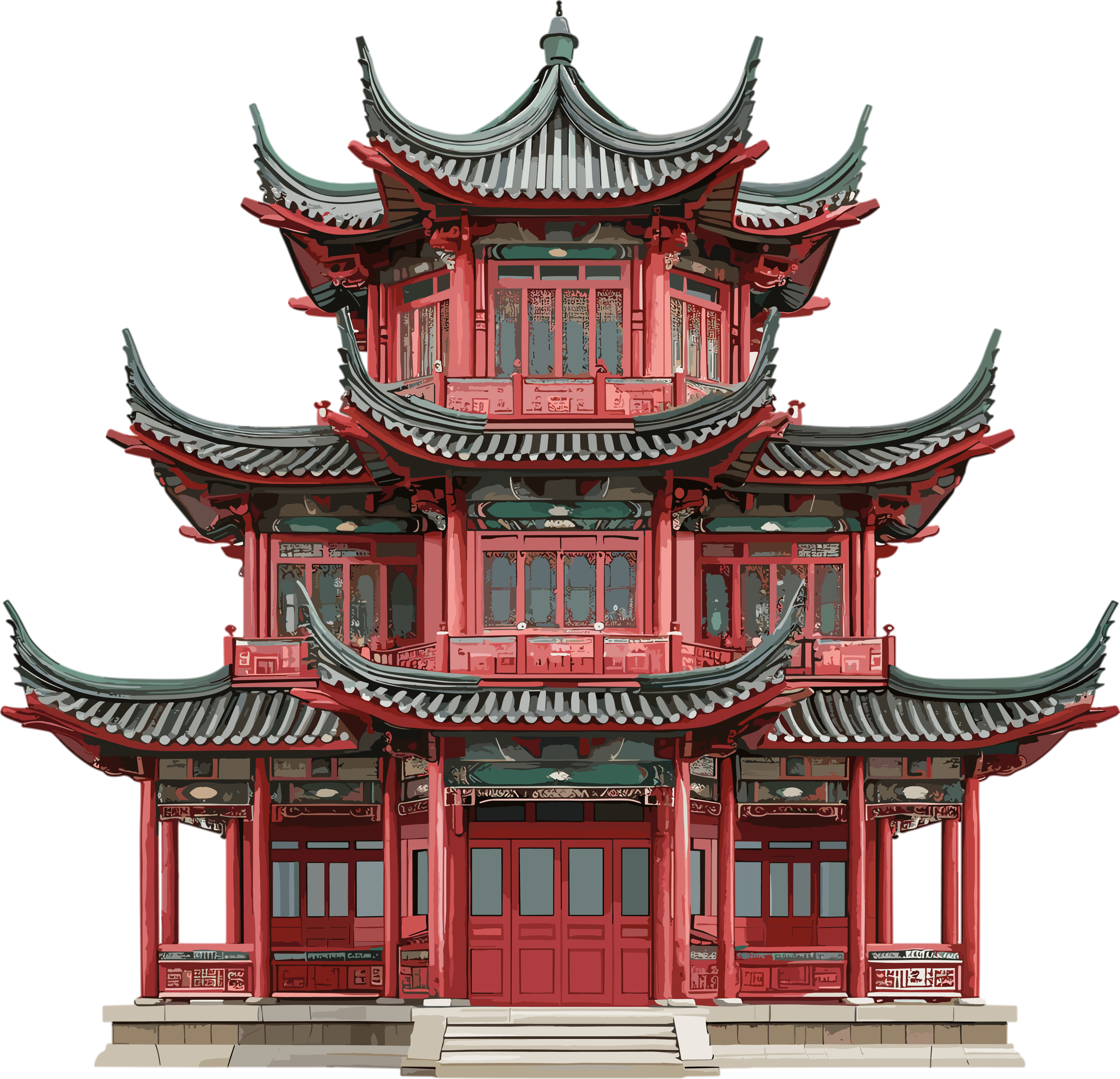 国风建筑矢量素材