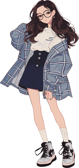时尚女孩贴纸手账素材