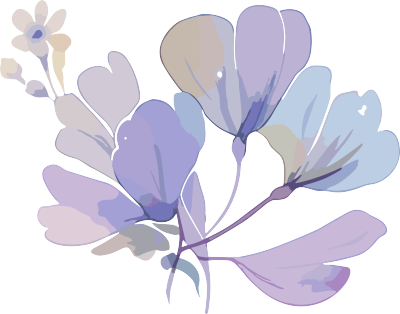 紫色小花手账装饰元素