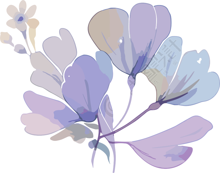 紫色小花手账装饰元素