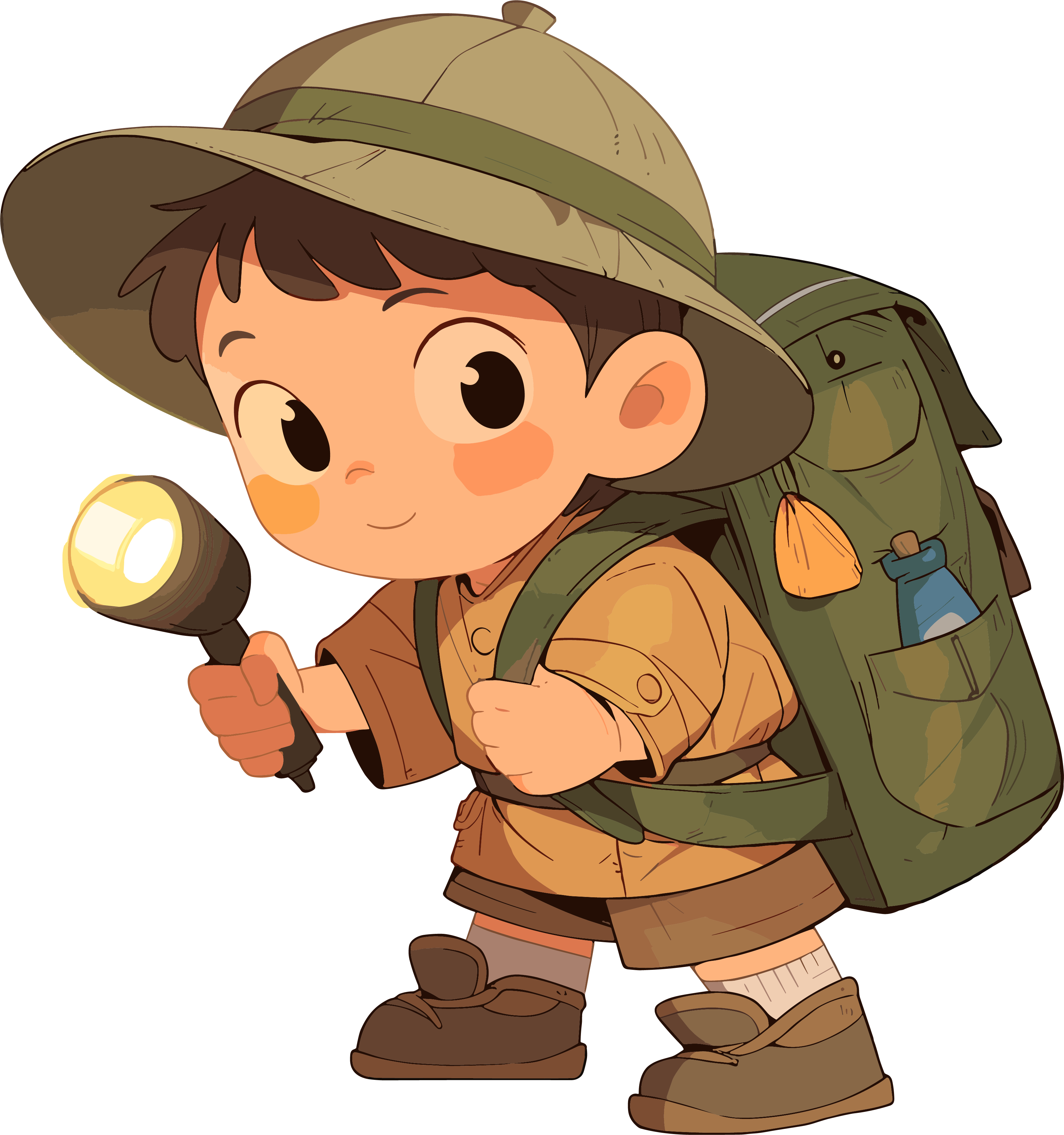探险少年登山装素材