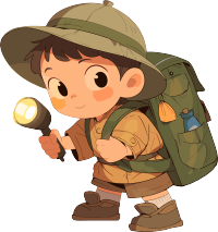 探险少年登山装素材