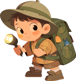 探险少年登山装素材