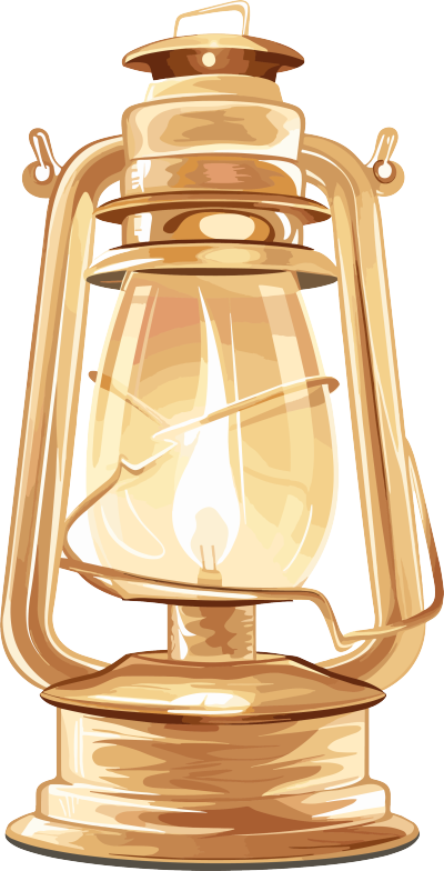 探险煤油灯唯美插画