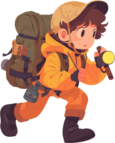探险少年山地探险插画