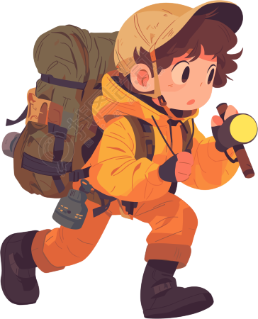 探险少年山地探险插画