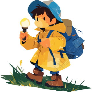 探险少年插画素材