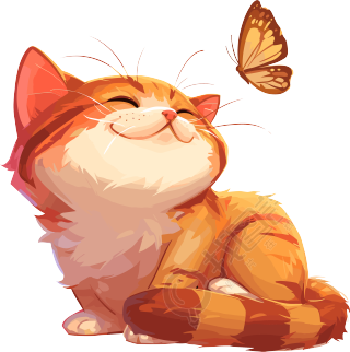 猫咪蝴蝶素材
