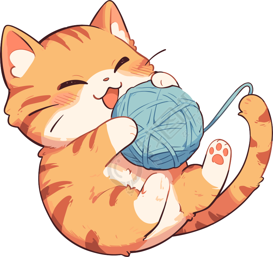 猫咪玩耍卡通素材