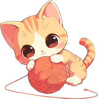 猫咪玩毛线球插图