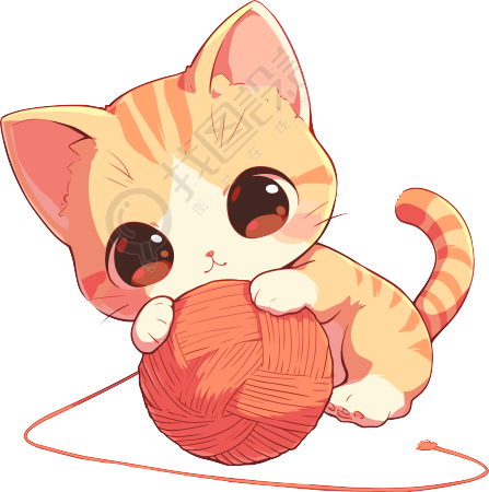 猫咪玩毛线球插图