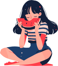 女孩吃西瓜可商用插图