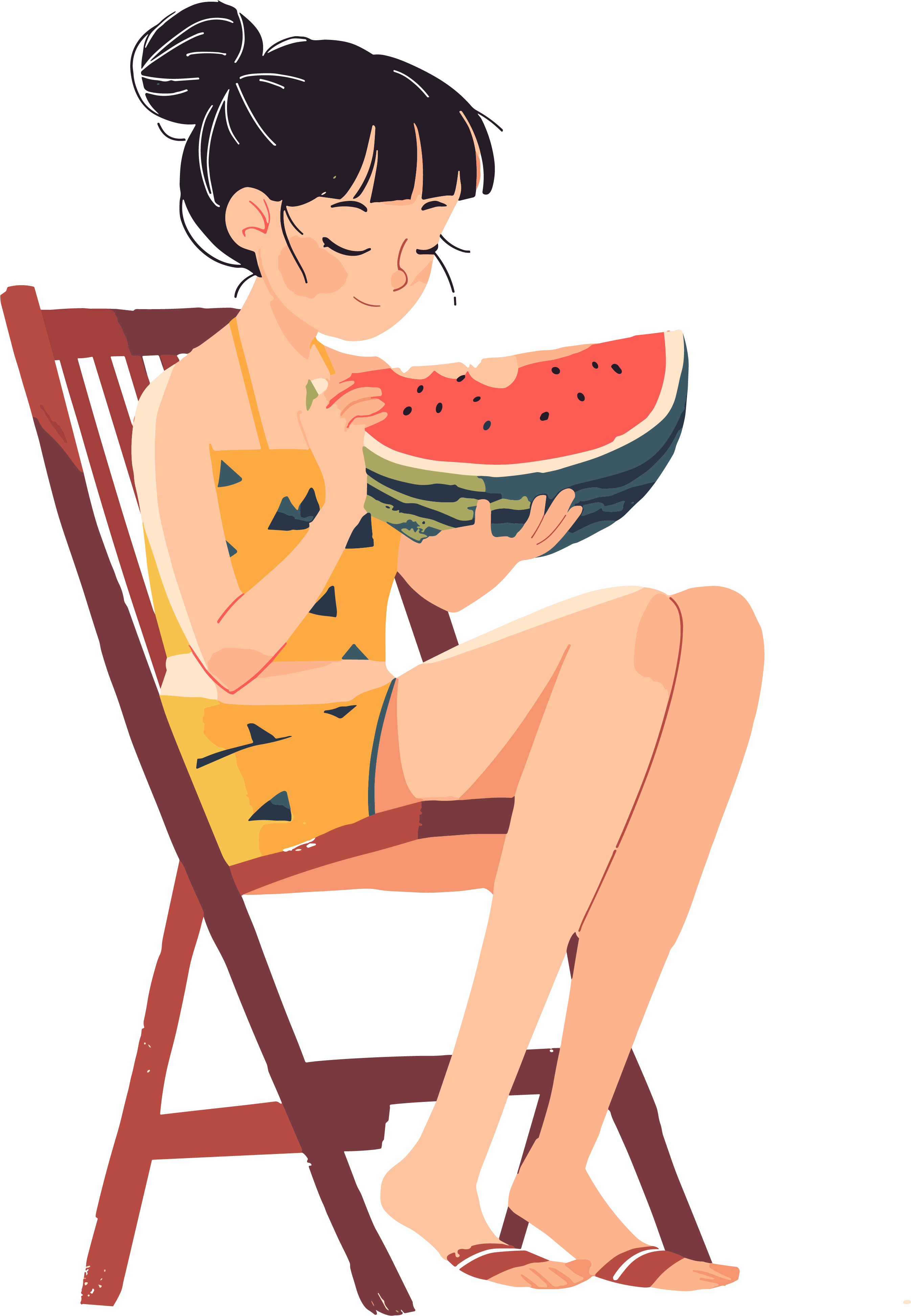 吃西瓜夏日清凉素材
