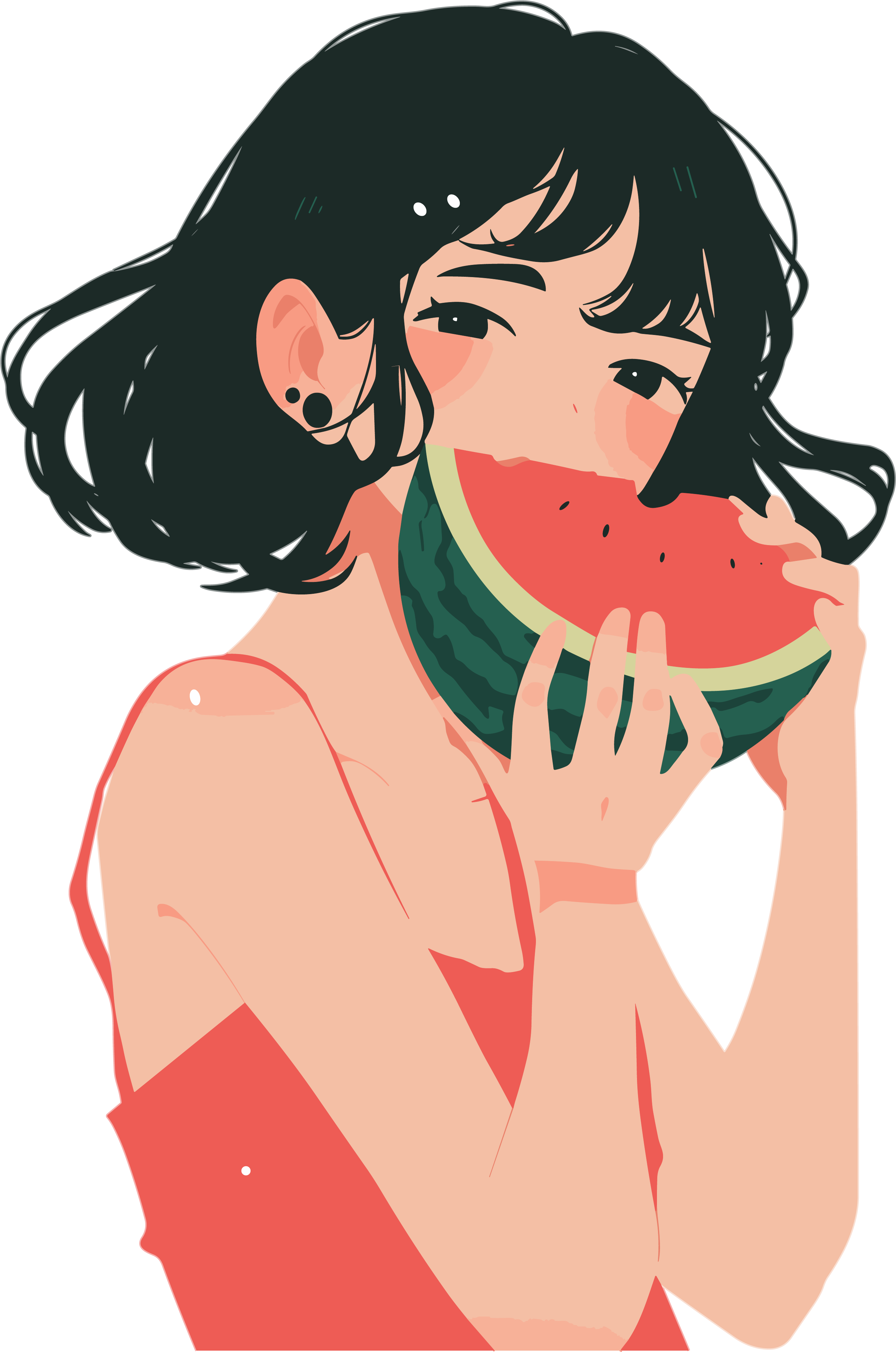 女孩吃西瓜插图