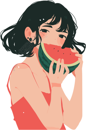 女孩吃西瓜插图