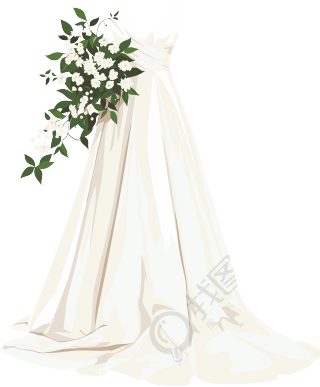 简约婚纱森系插画