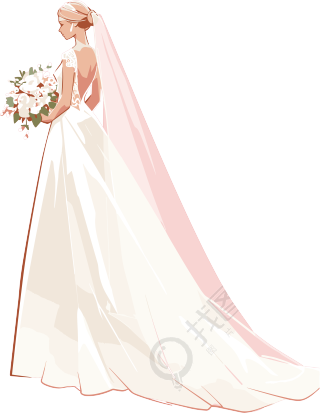 简约婚纱透明背景素材