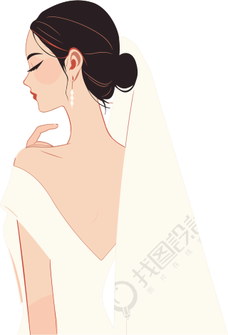 简约婚纱PNG插画
