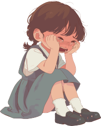 校园霸凌悲伤学生插画