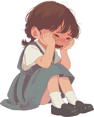 校园霸凌悲伤学生插画