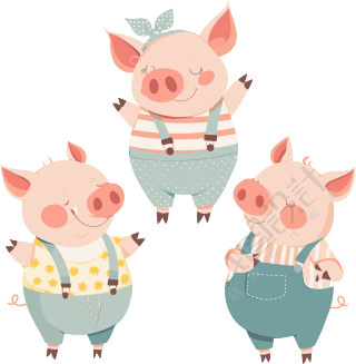 三只小猪可爱插图