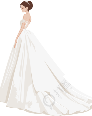 简约婚纱洁白插画