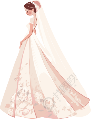 简约婚纱唯美插图