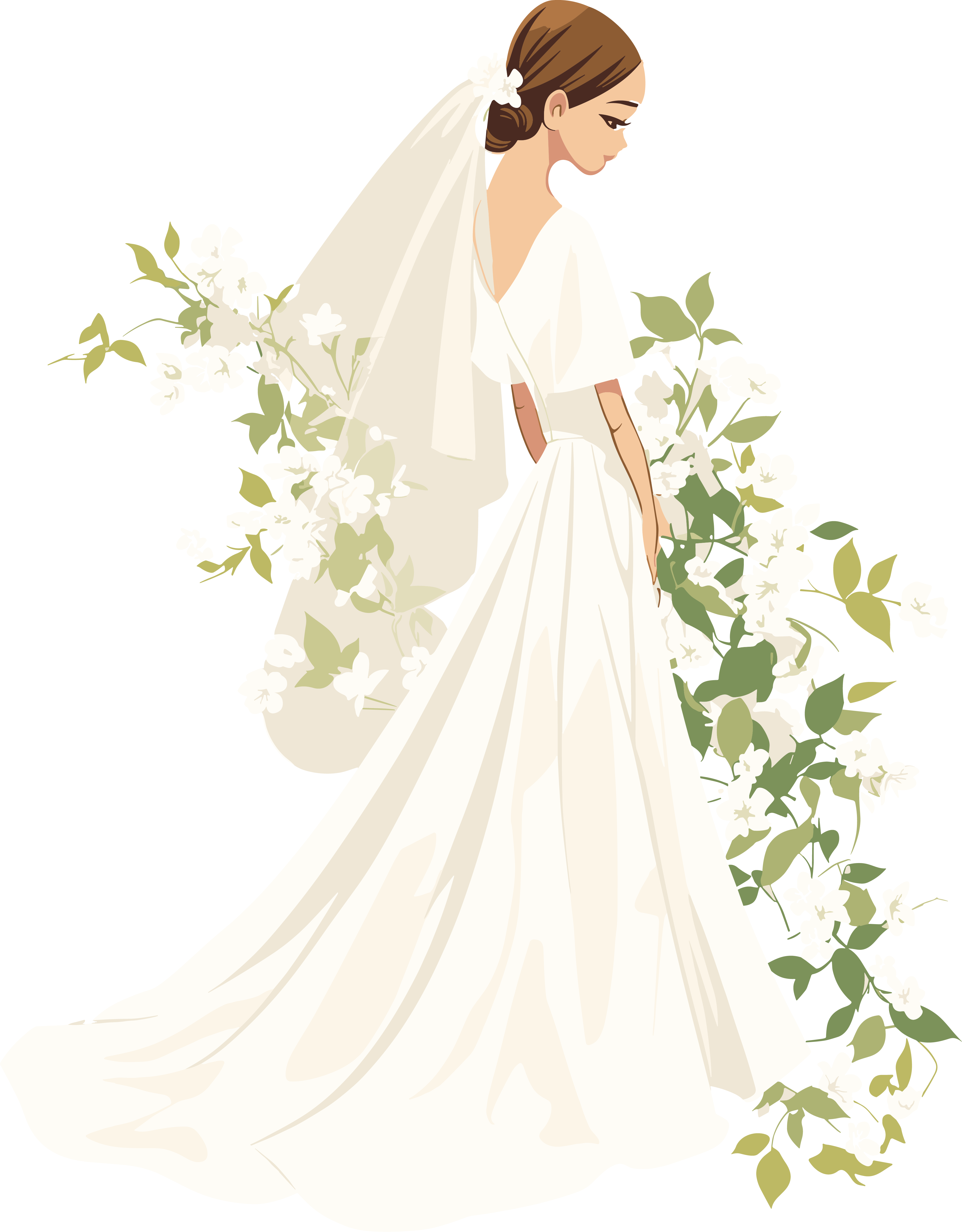 简约婚纱商用插画