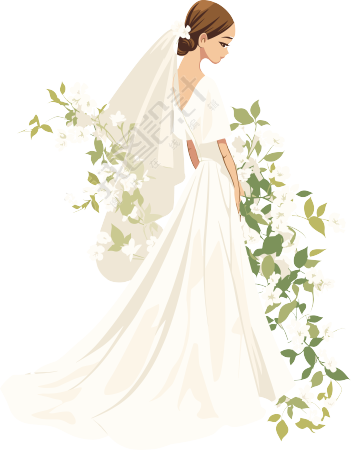 简约婚纱商用插画