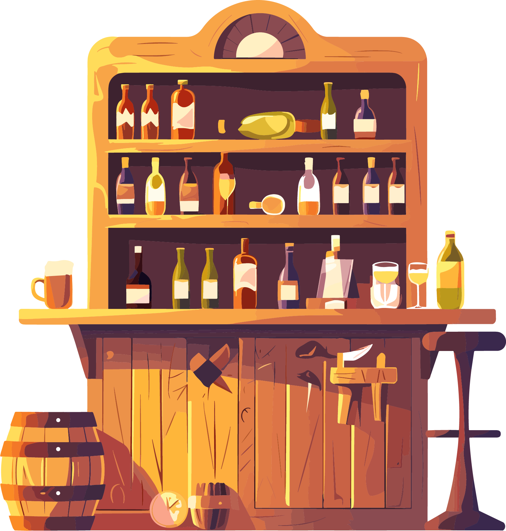 酒吧酒架透明背景素材