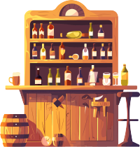 酒吧酒架透明背景素材