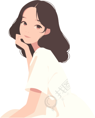少女简洁可爱插图