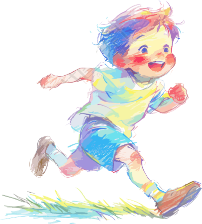 欢乐儿童跑步矢量插画