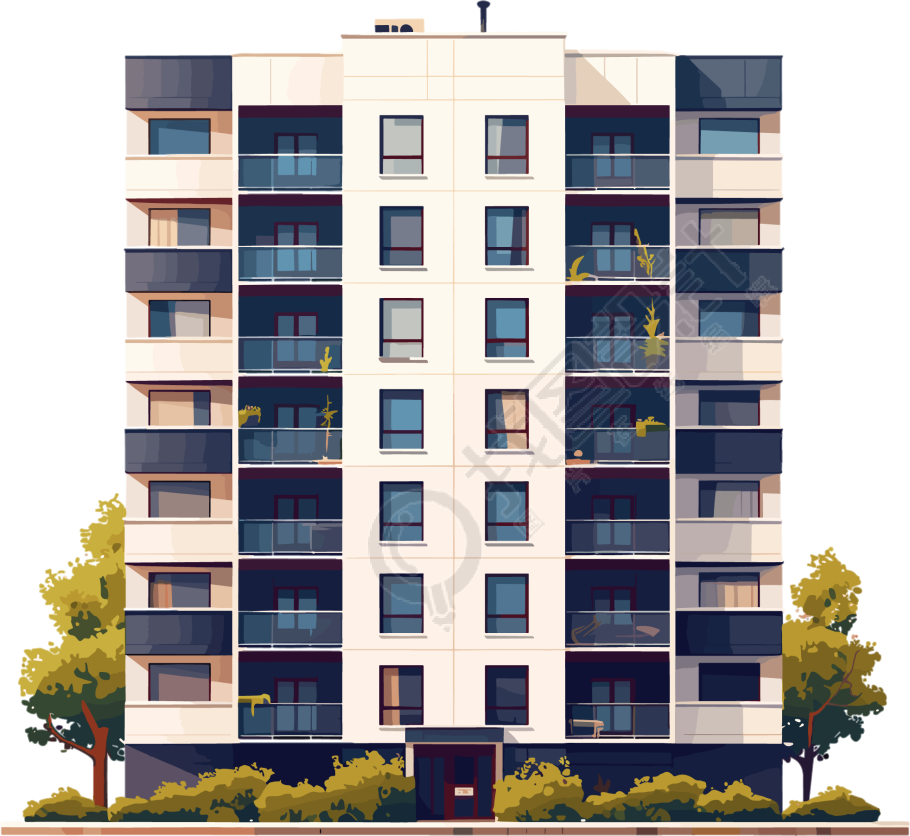 楼房透明背景插图