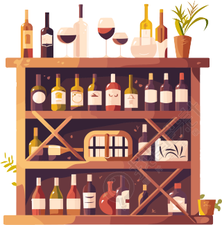 酒吧简约酒架插画